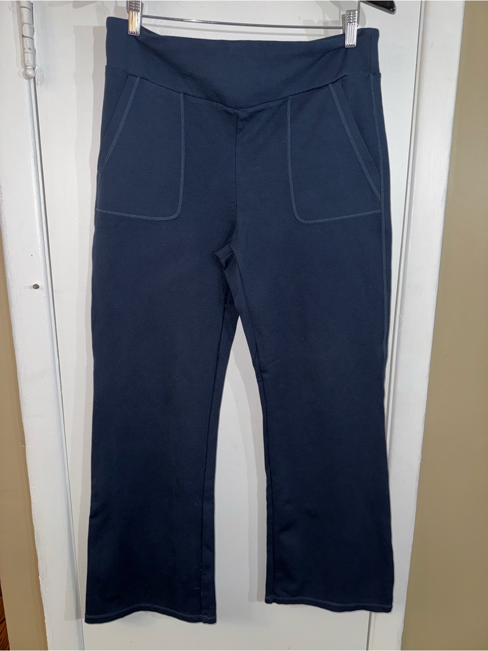 zuda Navy Stretch Wide-Leg Jogger Pants